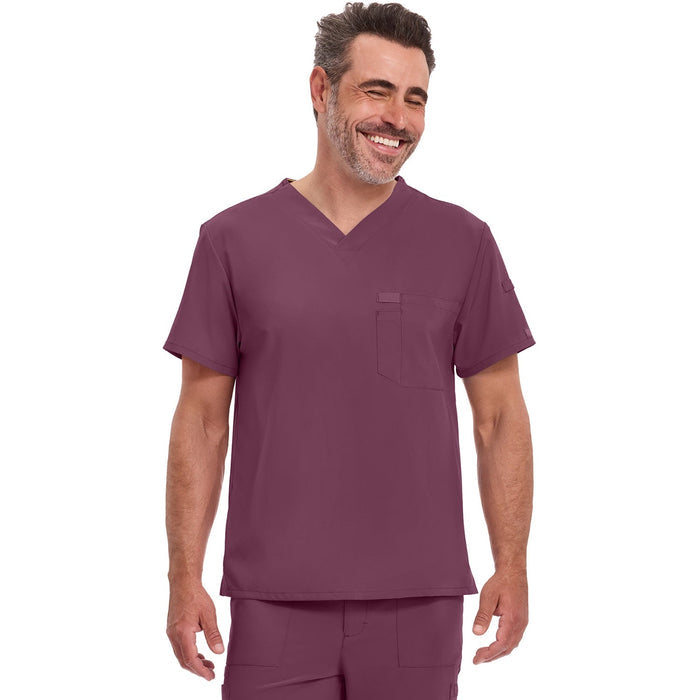 Men's EDS Essentials Tuckable V-Neck Scrub Top - Wine - 1