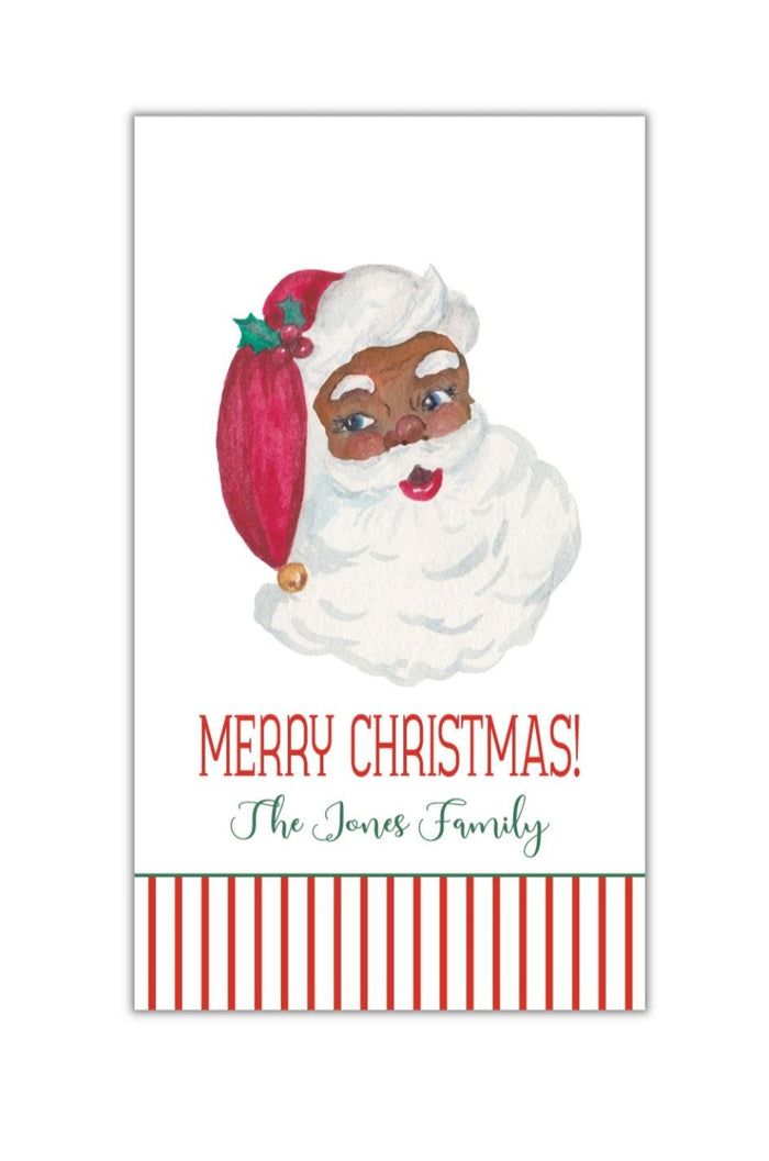 Merry Christmas Vintage Santa {darker skin tone hangtag}