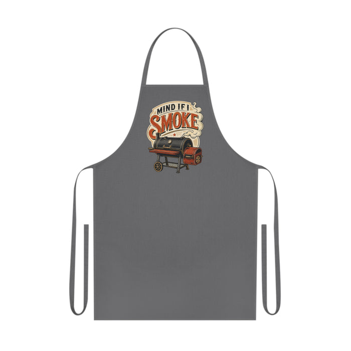 grey apron with funny smoking meat design