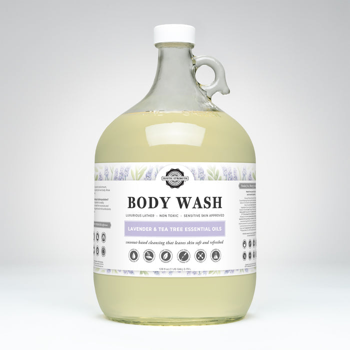 Rustic Strength, Body Wash, 128oz Glass, Lavender & Tea Tree