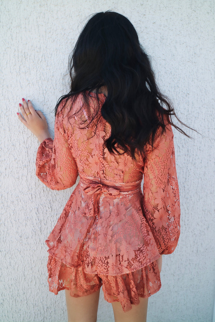 Monaco Lace Playsuit - Rust - Runway Goddess