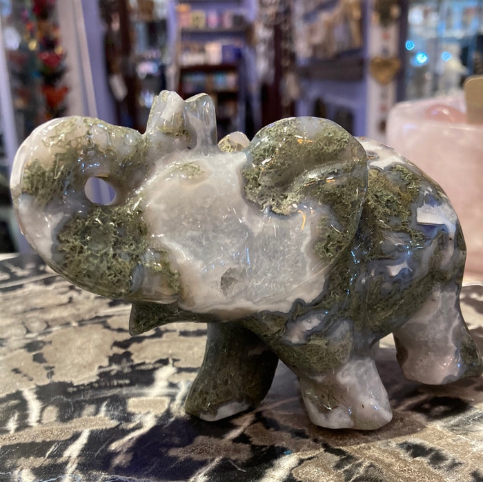 Moss agate elephant