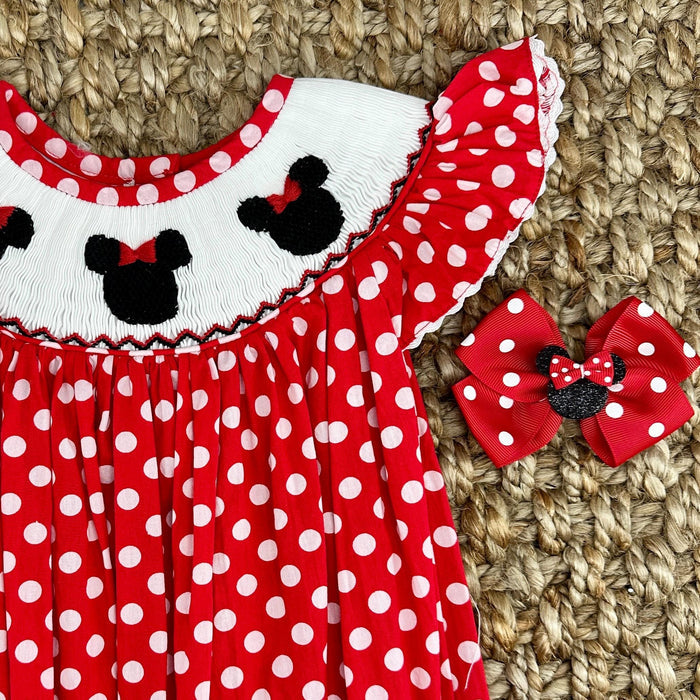 Mouse Ears Hair Bow in Grosgrain Polka-dot Ribbon