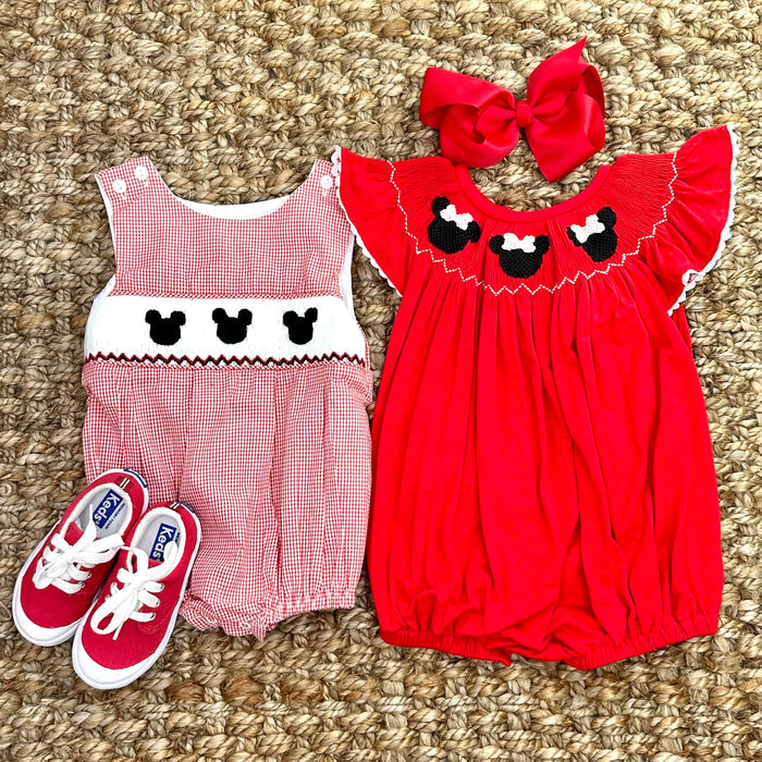 Mouse Ears Smocked Boy Bubble