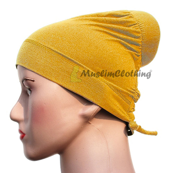 Mustard One-Sized Soft Polyester Hair Bun Underscarf