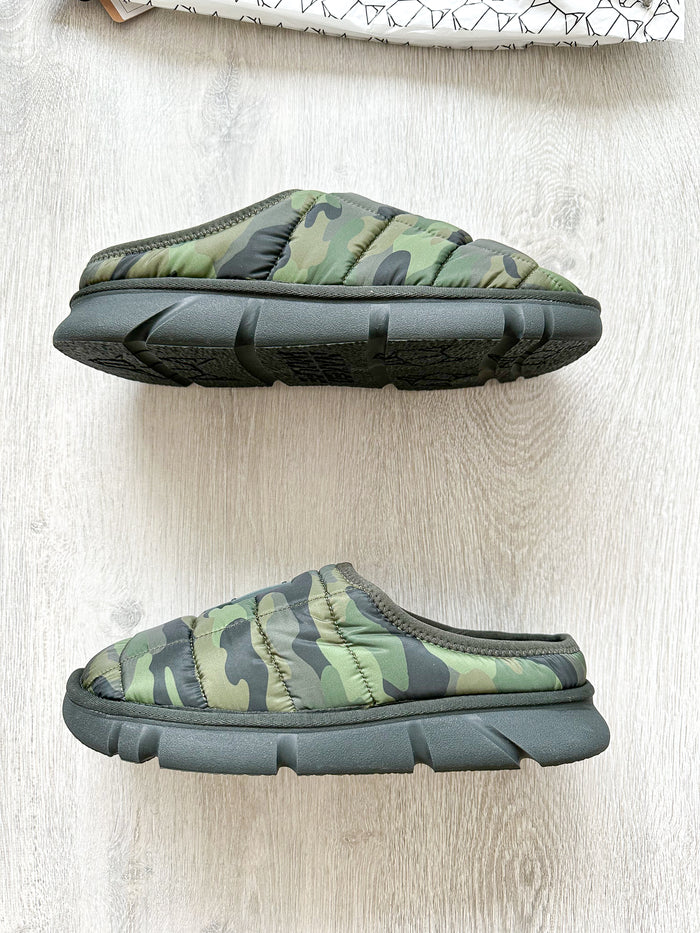 NAKED WOLFE Montana Green Army Camp Padded Wolf Embossed Sandals Slide - House Of Huntington