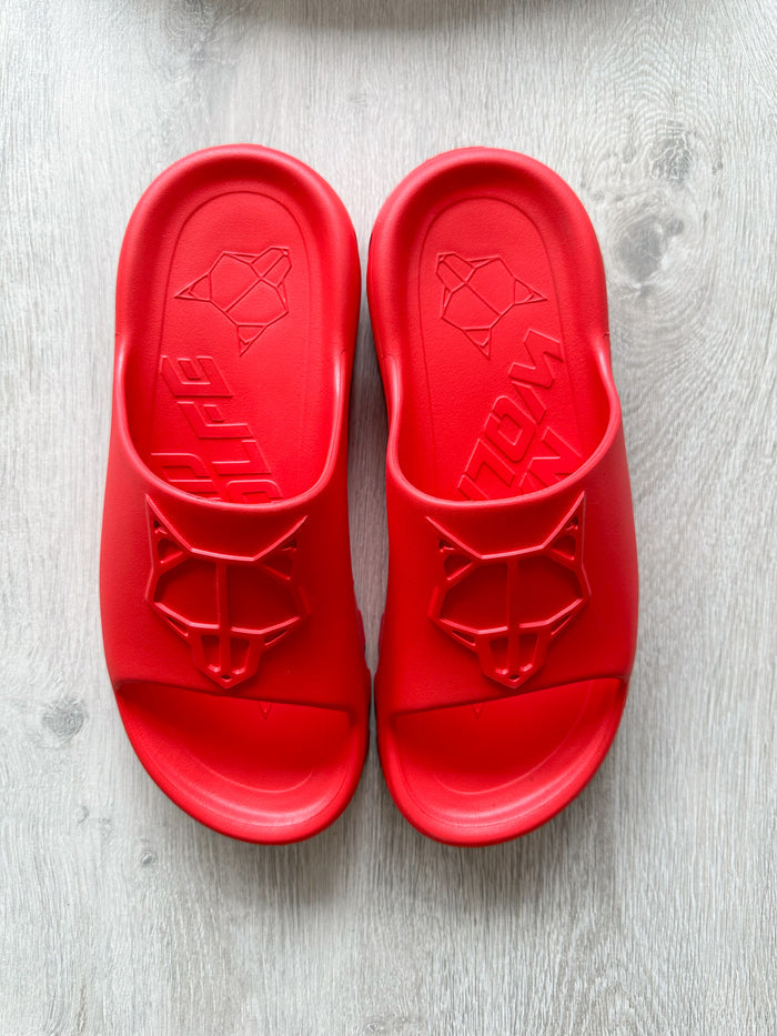 NAKED WOLFE Red Tommy Wolf Embossed Waterproof Sandals Slide - House Of Huntington