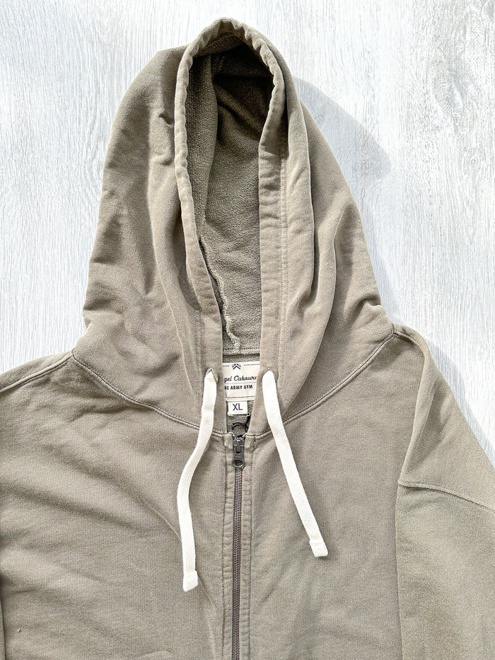 Nigel Cabourn USMC Green Embroidered Arrow Zip Hoodie Jacket - House Of Huntington