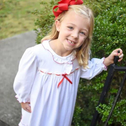 Nutcracker Ballet Dress in Soft Knit Cotton with Red Ribbon