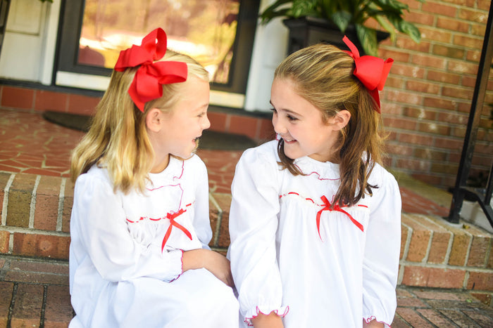 Nutcracker Ballet Dress in Soft Knit Cotton with Red Ribbon
