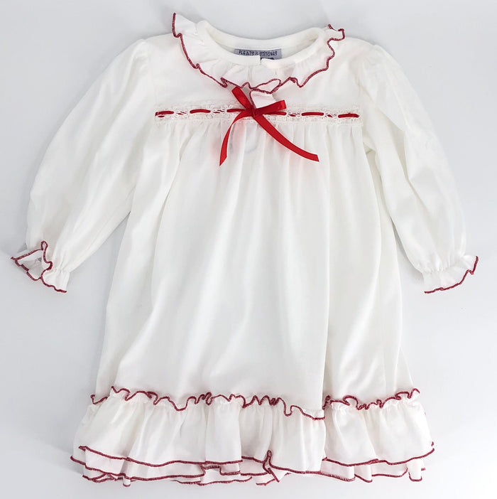 Nutcracker Ballet Dress in Soft Knit Cotton with Red Ribbon