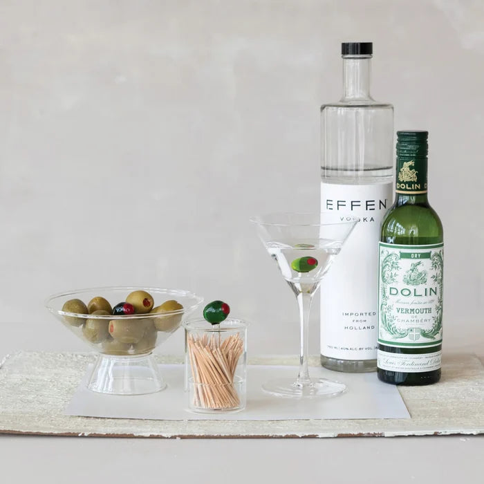 Olive Glass Toothpick Holder