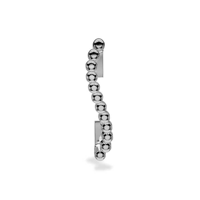 Wavy silver metal charm to put on the Imperial+ lined with 12 beautiful grey glass crystals