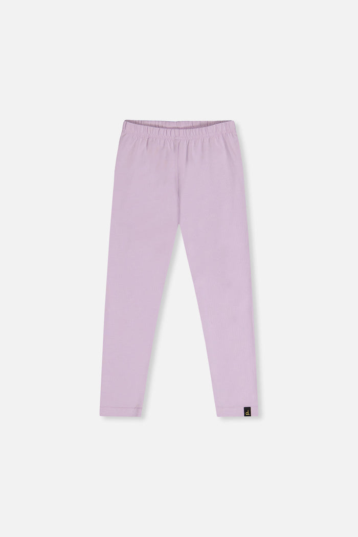 Deux par Deux girls' lavender organic cotton leggings, front view