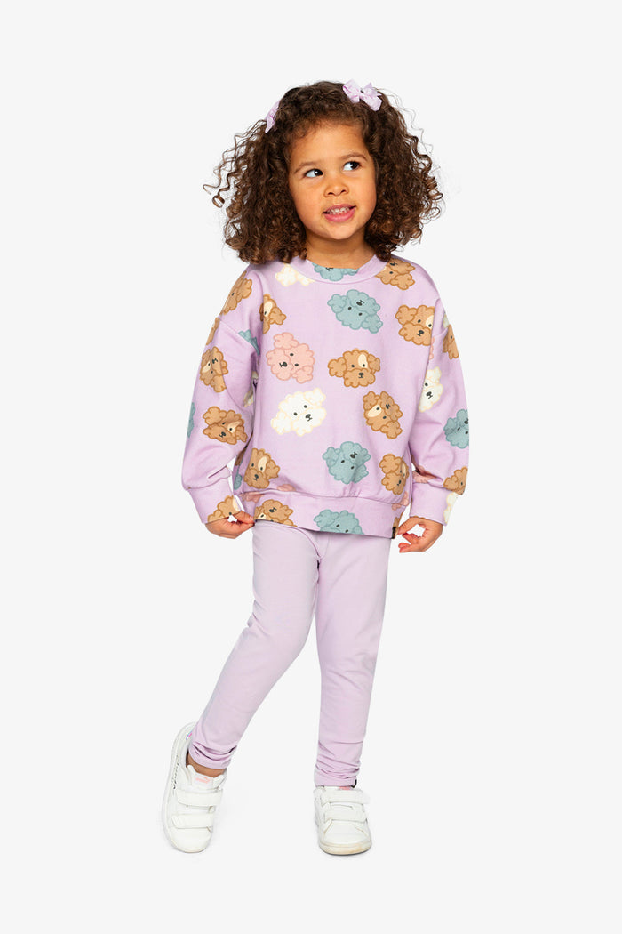 Deux par Deux girls' lavender organic cotton leggings, full view