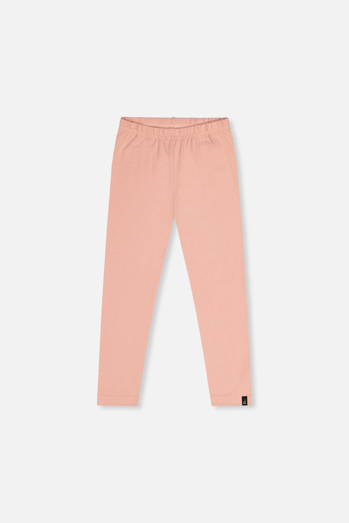 Deux par Deux girls' pink organic cotton leggings, front view