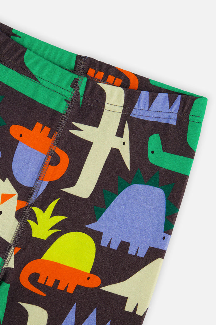 Another close-up detail of the Deux par Deux black dinosaur print organic cotton pajama set