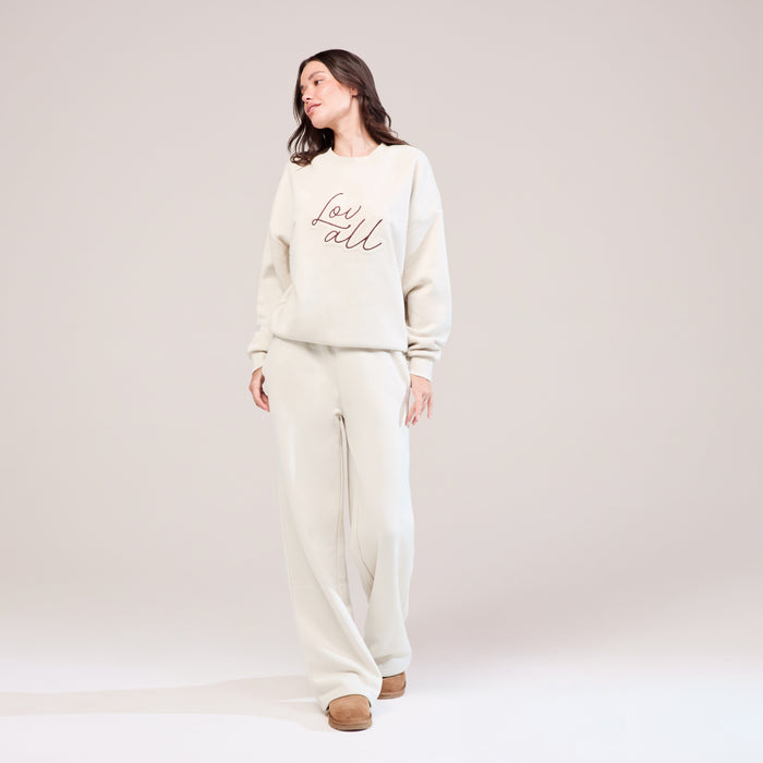 Organic Wide Leg Jogger - Ecru