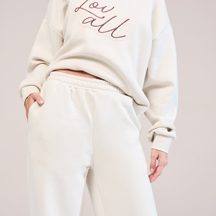 Organic Wide Leg Jogger - Ecru