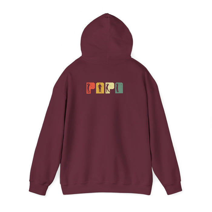 dark chocolate hoodie with papa vintage golf print