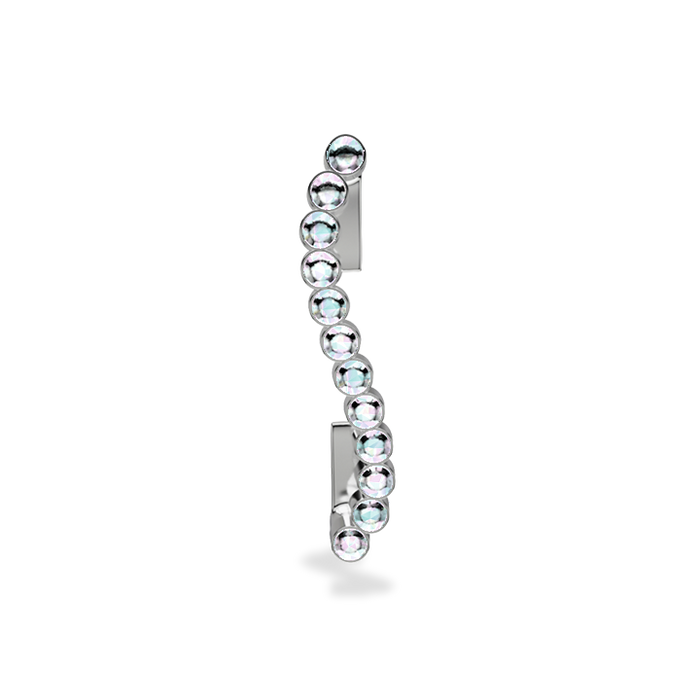 Wavy silver metal charm to put on the Imperial+ lined with 12 beautiful white glass crystals