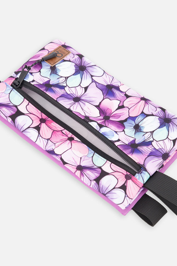 Deux par Deux kids pencil case in black floral print, view 3