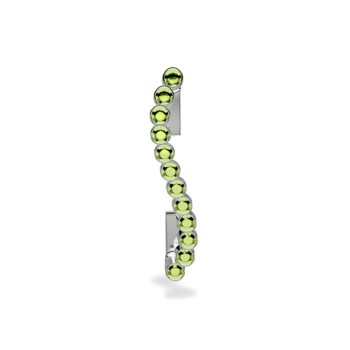 Wavy silver metal charm to put on the Imperial+ lined with 12 beautiful light green glass crystals