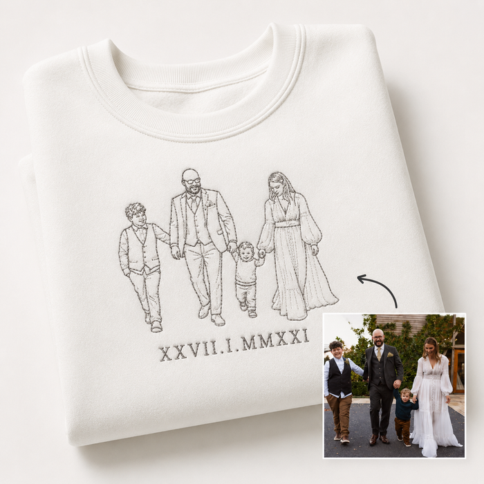 personalised sweatshirt showing sleeve name embroidery detail