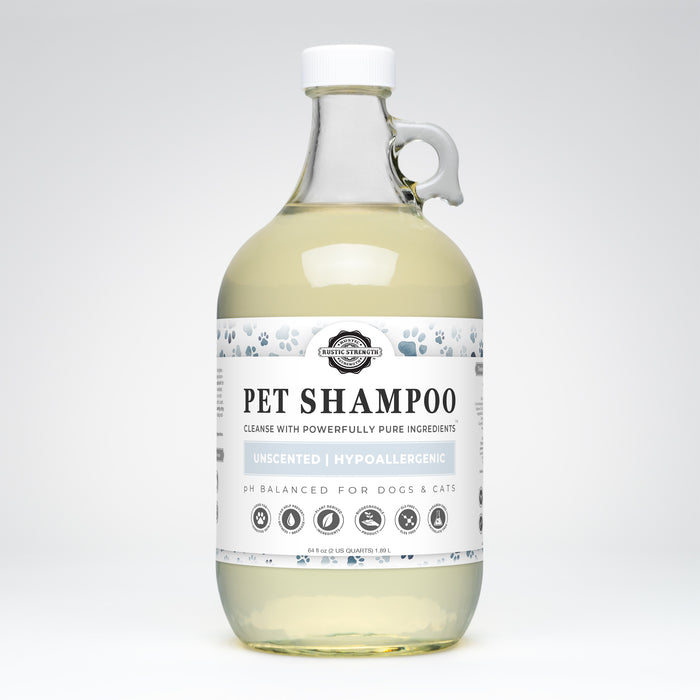 Rustic Strength, Pet Shampoo, Half Gallon, Glass Jug, Unscented