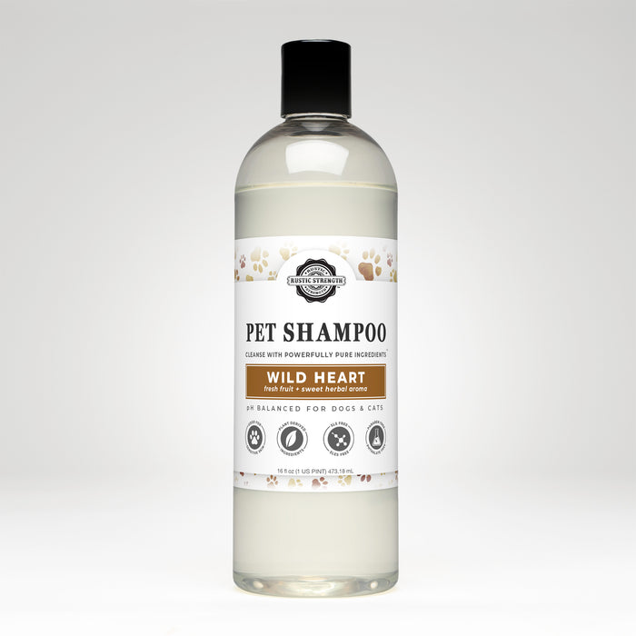 Rustic Strength, Pet Shampoo, 16 oz with flip cap, plastic, Wild Heart