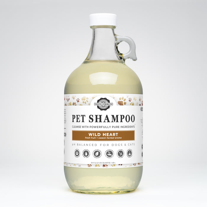 Rustic Strength, Pet Shampoo, Half Gallon, Glass, Wild Heart