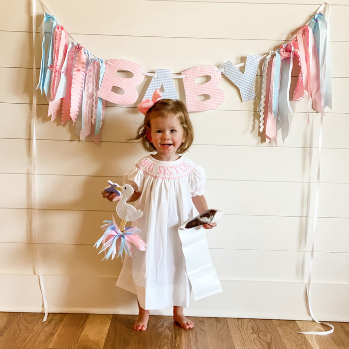 Pink Big Sister Smocked Bishop Dress