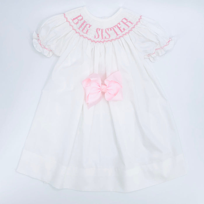 Pink Big Sister Smocked Bishop Dress