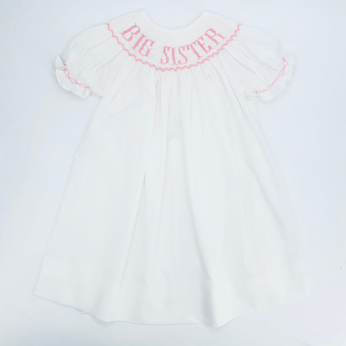 Pink Big Sister Smocked Bishop Dress