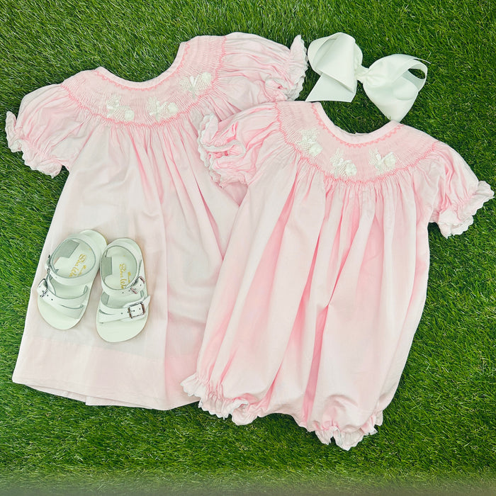 Pink Easter Bunny Smocked Romper