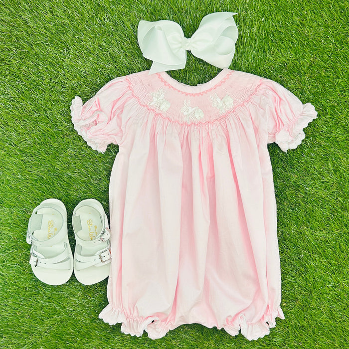 Pink Easter Bunny Smocked Romper