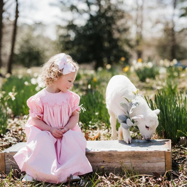 pink smocked heirloom easter dress