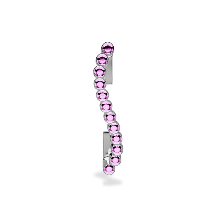 Wavy silver metal charm to put on the Imperial+ lined with 12 beautiful pink glass crystals