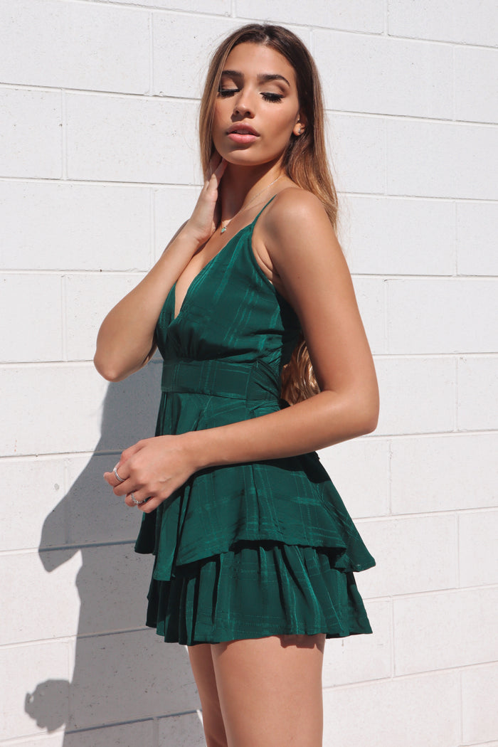 Pixie Playsuit - Emerald Green - Runway Goddess