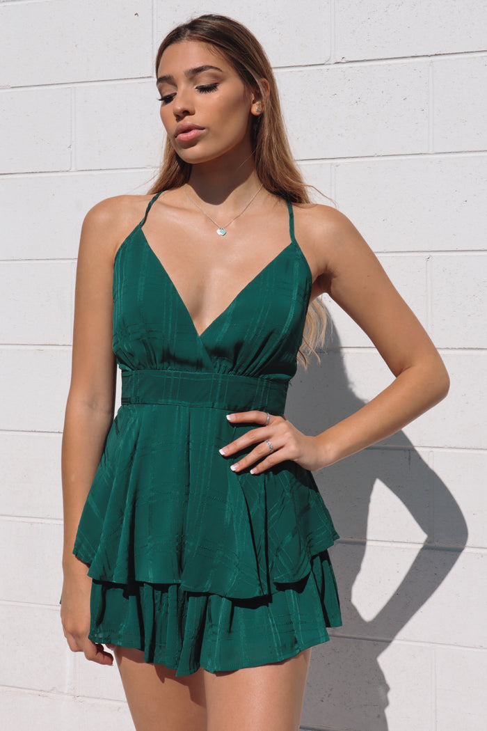 Pixie Playsuit - Emerald Green - Runway Goddess