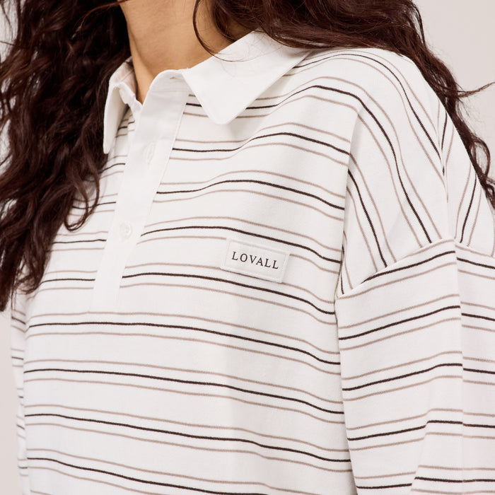 Polo Top - Stone Stripe