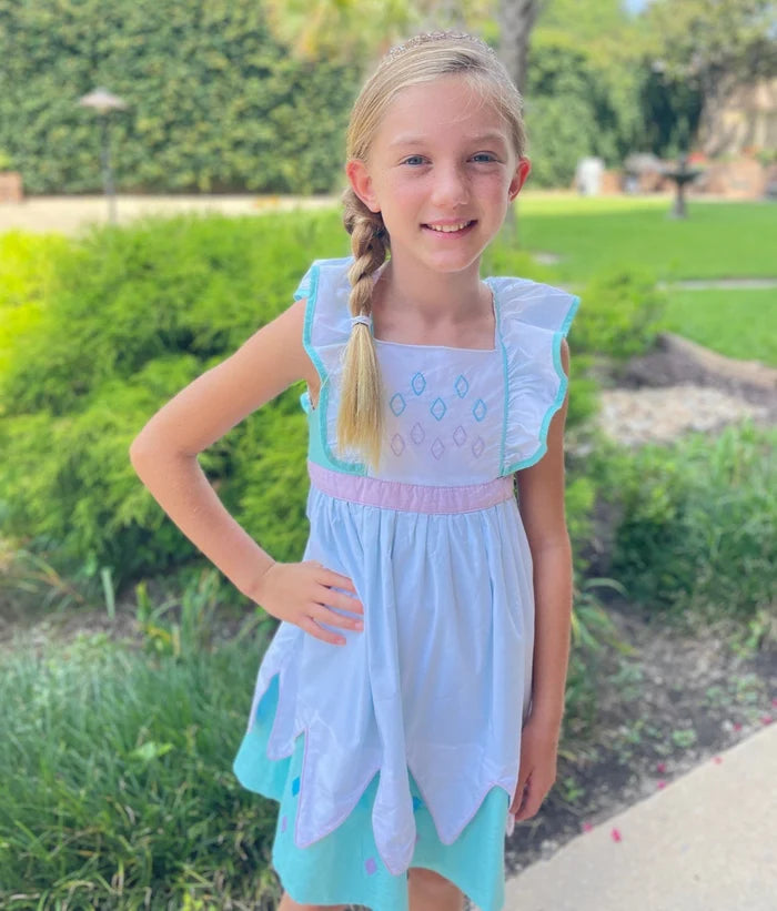 Princess Dress - Elsa frozen inspired - Hand Embroidered