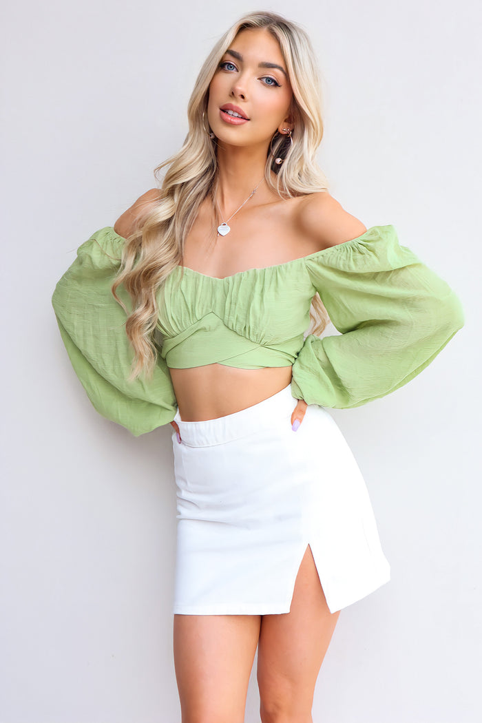 Quinn Denim Skirt - White - Runway Goddess