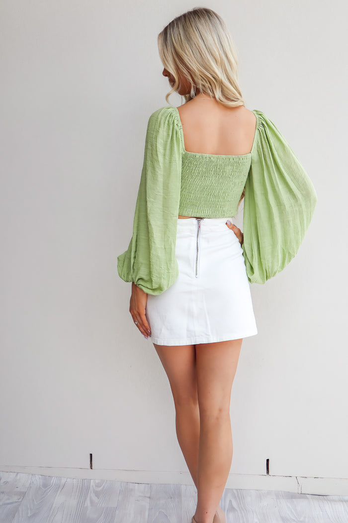 Quinn Denim Skirt - White - Runway Goddess