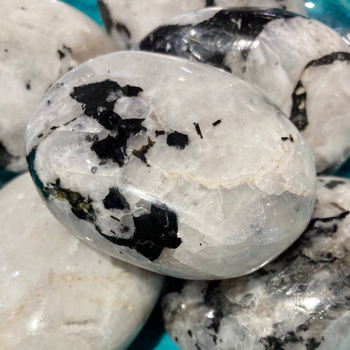 Rainbow moonstone palm stones