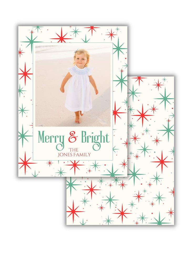 Retro Star Christmas Card (white)