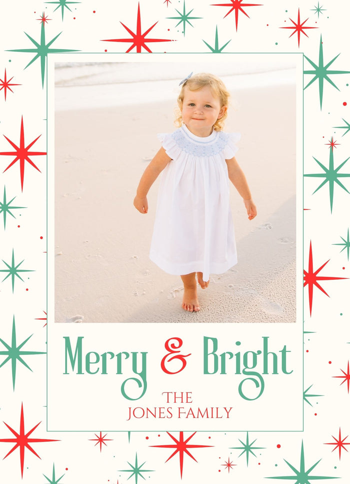 Retro Star Christmas Card (white)