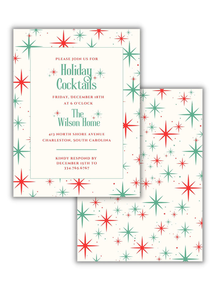 Retro Star Invitation (white)