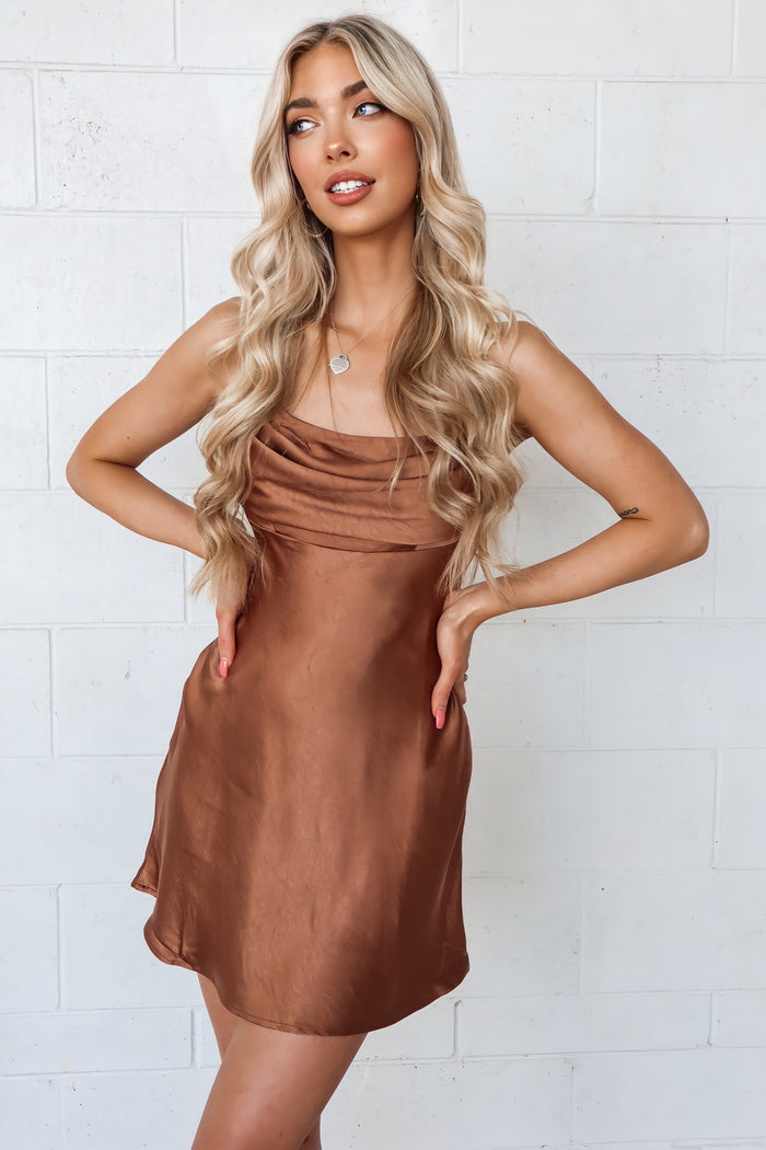Sammy Satin Mini - Chocolate - Runway Goddess