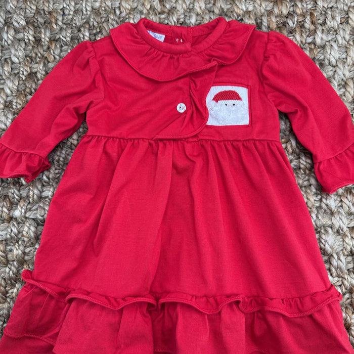 Santa Smocked Christmas Gown in Red